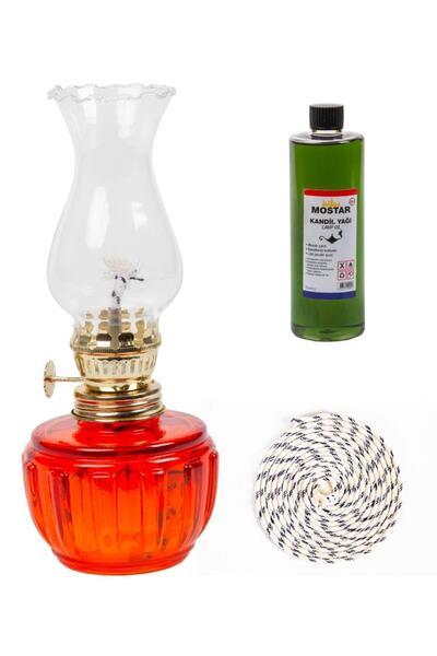 ŞEHRİMOSTARKIRK1 Hatıra Gaz Lambası Seti Turuncu+400 Ml Kokusuz Kandil Yağ+1 ...