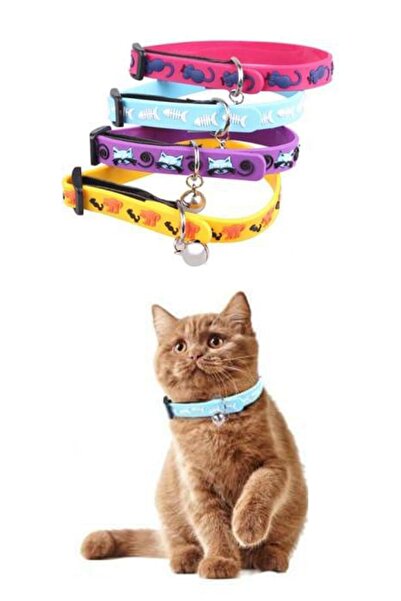 Buffer 2 Adet Çıngıraklı Zilli Sevimli Renkli Slikon Kedi Köpek Boyun Tasması