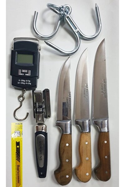 makroyapimarket Makroyapı Kurban Bıçak Seti Kasap Bıçağı Bileme Terazi Ve Kanca