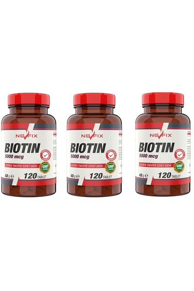 Nevfix Biotin 5000 Mcg 120 Tablet X 3 Boxes