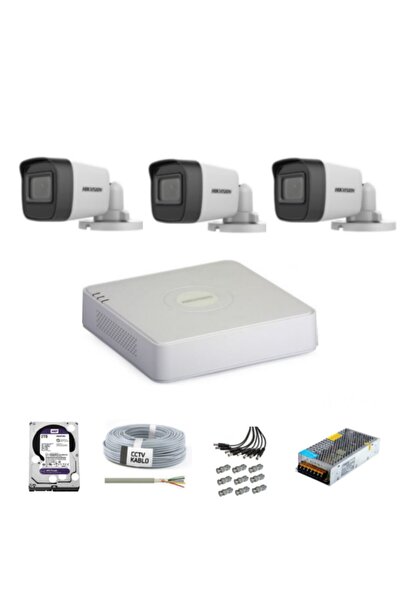 Hikvision Haıkon 3 Kameralı Güvenlik Kamera Hazır Set-haıkon 3 Kamera Kayıt S...
