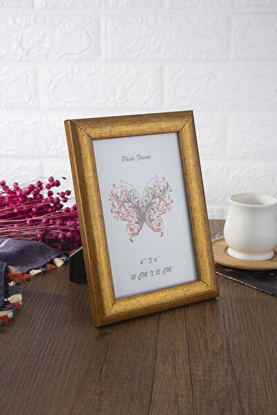 Seniste Mini Decorative Picture Frame Single Gold with Adjustable Legs - Wall Hangable 10x15 Cm