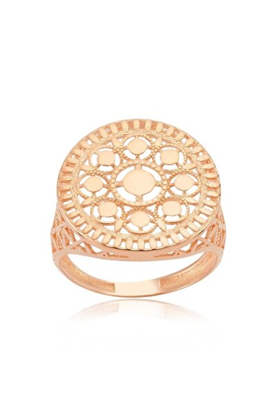 Mia Vento Parıltılı Papatya Mührü Rose Renk Gümüş Telkâri Yüzük