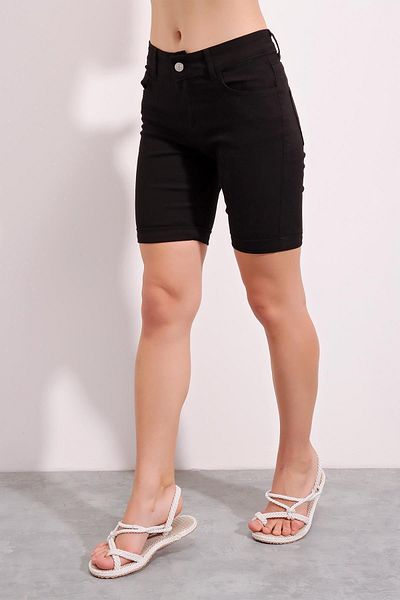 CHUBA Women's Black Cotton Double Leg Over-the-Knee Shorts 21s603