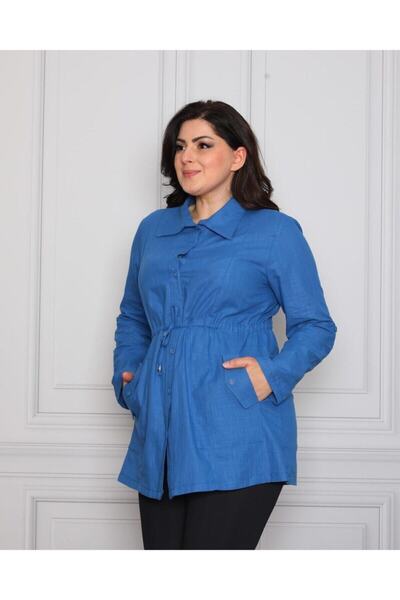 By Alba Collection Cămașă de damă, bumbac, in, buzunar, cu detalii de dimensiuni mari, indigo
