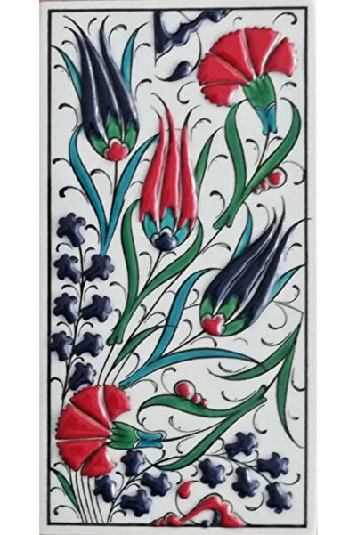 Armada Çini 10x20 Cm Ed 222 Üç Lale Karanfil Kütahya El Dekoru Karo