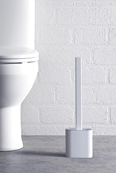 Buffer 3 Pieces Wall Mountable Toilet Brush Set with Lid and Hanging Toilet Bowl with Silicone Head