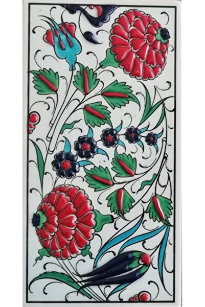 Genel Markalar 10x20 Cm Ed 221 Iki Karanfil Kütahya El Dekoru Çini Karo