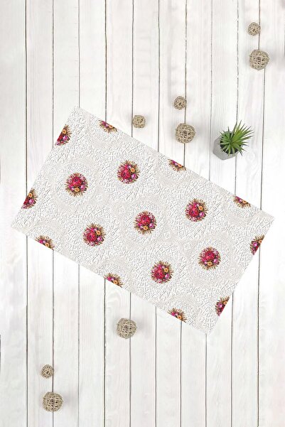 Evsebu Διακοσμητικό χαλάκι πολλαπλών χρήσεων με κρεμ δαπέδου κόκκινα τριαντάφυλλα