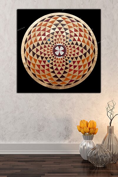 Morfil Sanat Atölyesi Flower of Life Sacred Geometry Sri Yantra Canvas Print
