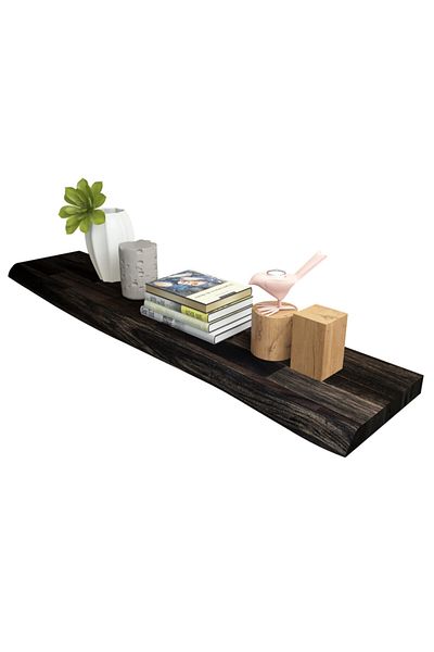 INTERBUILD REAL WOOD Interbuild Floating Wall Shelf,Solid Acacia,Fsc,120X25X3,8 Cm,Fj,Natural Edged,Espresso