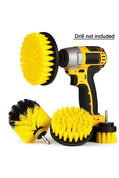 Depolife Drill Pin Cleaning Brush Set For Bathroom Kitchen Auto Rim Seat Carpet Tile Cleaning Brush Kit