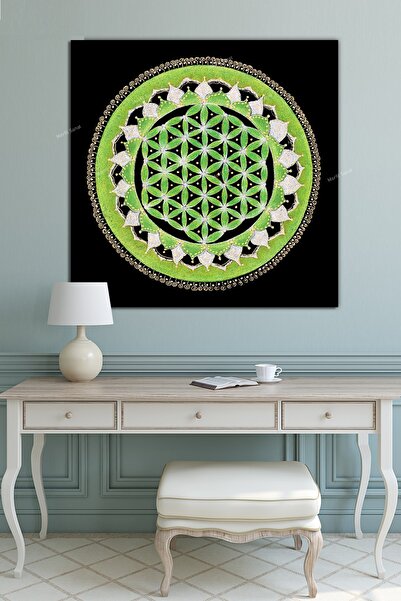Morfil Sanat Atölyesi Cvet života, sveta geometrija, slika na platnu Šri Jantra