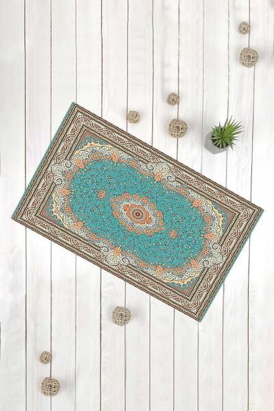 Evsebu Floral Carpet Pattern Blue Multi-Purpose Decorative Door Mat