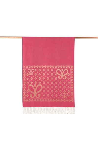 ipekevi Sakura Semi Monogram Patterned Silk Shawl