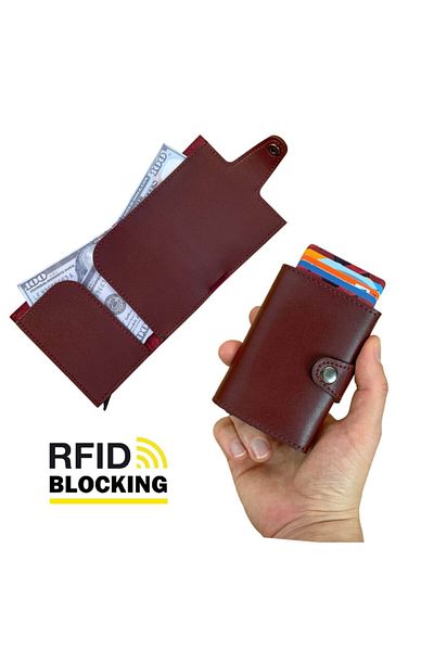 Modica Burgundy Wallet with Paper Money Compartment, Rfid Protection, Anti-Theft Mechanism / Smart Card Holder