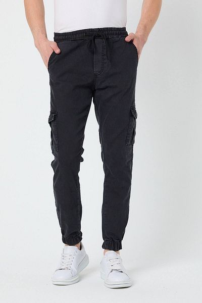 Tarz Cool Ανδρικό παντελόνι Jogger Anthracite με πλαϊνές τσέπες και ελαστικό πόδι