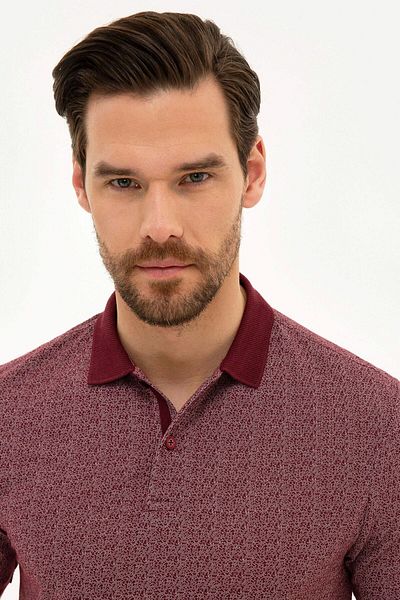 Pierre Cardin Claret Red Slim Fit Polo T-shirt με λαιμόκοψη
