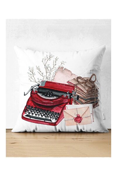 Realhomes Husă de pernă decorativă din piele de căprioară cu motiv antic pent...