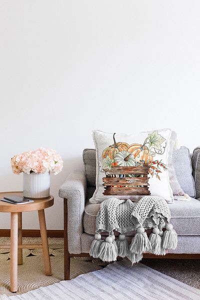 Realhomes Ψηφιακή τυπωμένη διακοσμητική Raschel πλεκτή μαξιλαροθήκη με θήκη με μοτίβο κολοκύθας