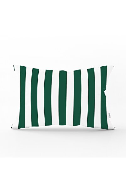 Realhomes Yeşil Beyaz Düz Çizgi Tasarımlı Dijital Baskılı Modern Dikdörtgen K...