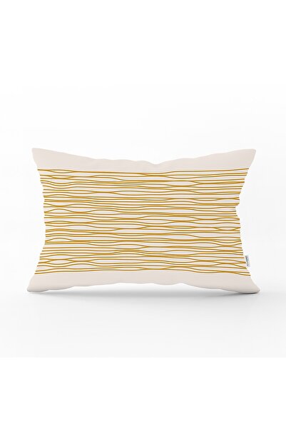 Realhomes Çizgili Minimalist Tasarımlı Dijital Baskılı Dekoratif Dikdörtgen K...