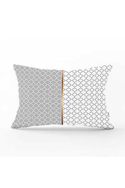 Realhomes Gray White Ogea Patterned Digital Printed Decorative Rectangular Th...