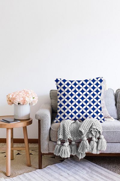 Realhomes Ναυτικό μπλε γεωμετρικό σχέδιο με ψηφιακή εκτύπωση μοντέρνα Raschel πλεκτή μαξιλαροθήκη ριχτάρι