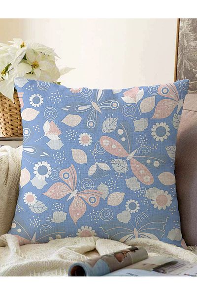 Realhomes Husă de pernă tricotată Raschel decorativă cu motiv fluture colorat imprimat digital