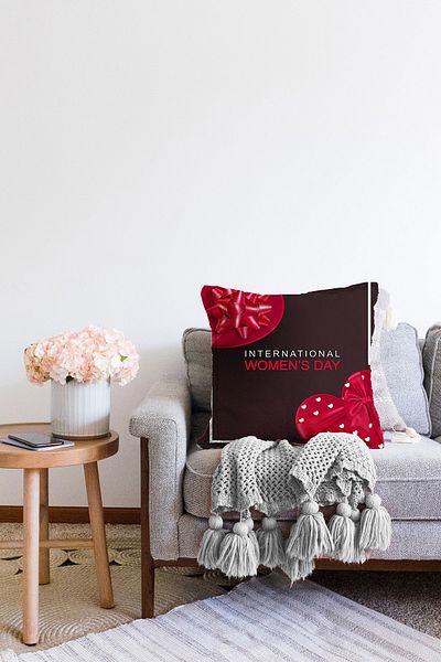 Realhomes Ειδικής σχεδίασης International Women's Day Digital Printed Μοντέρνα Raschel Πλεκτή Μαξιλαροθήκη Ριχτάρι