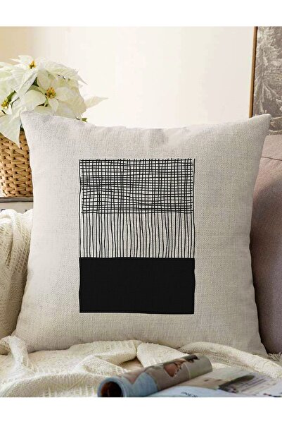 Realhomes Soyut Tarzda Onedraw Çizimli Dijital Baskılı Modern Raşel Örme Yast...