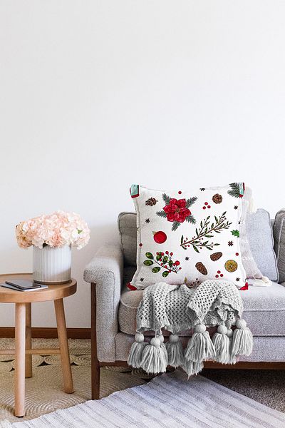 Realhomes Ειδικής σχεδίασης Κάλυμμα μαξιλαριού με ριχτάρι με χριστουγεννιάτικο θέμα με ψηφιακή εκτύπωση μοντέρνα Raschel
