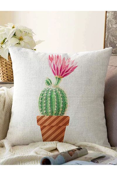 Realhomes Cactus Special Designed Digital Printed Decorativ Raschel Tricotat Perna Husa de perna