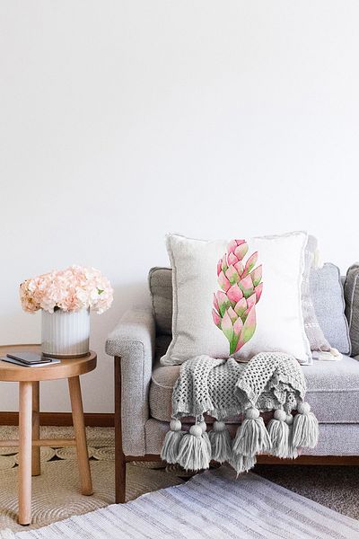 Realhomes Εξωτικό σχέδιο φύλλων Ψηφιακή τυπωμένη διακοσμητική Raschel πλεκτή μαξιλαροθήκη ριχτάρι