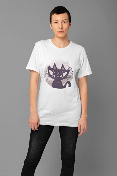 ErTaPassage Γυναικείο μπλουζάκι White Black Cat με τύπωμα - T7962496