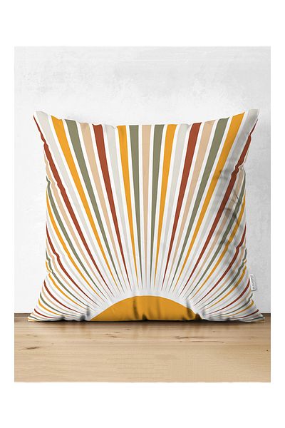 Realhomes Sun And Colorful Rays Special Design Ψηφιακή τυπωμένη διακοσμητική μαξιλαροθήκη ριχτάρι σουέτ