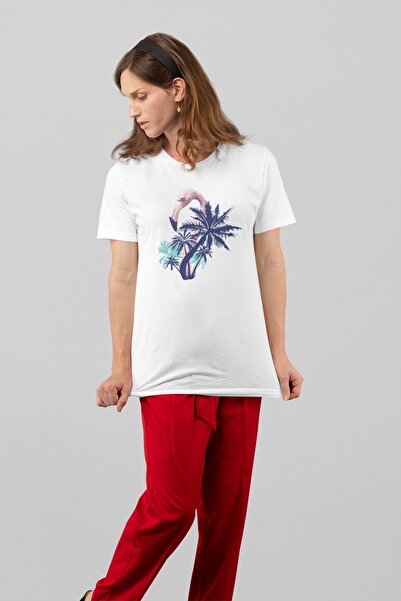 ErTaPassage Flamingo alb cu imprimeu Femeie tricou - T1768619