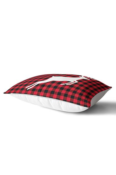 Realhomes Plaid Floor Deer Design Digital Printed Decorative Rectangular Throw Pillow Cover