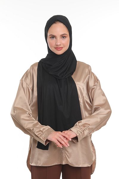 19V69 ITALIA Black Solid Color Diamond Series Combed Shawl with Scarf Hanger and Gift Set 75x200 Cm