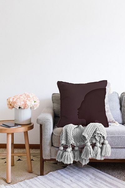Realhomes Husă de pernă cu design siluetă pentru femei, imprimată digitală, modernă, tricotată Raschel