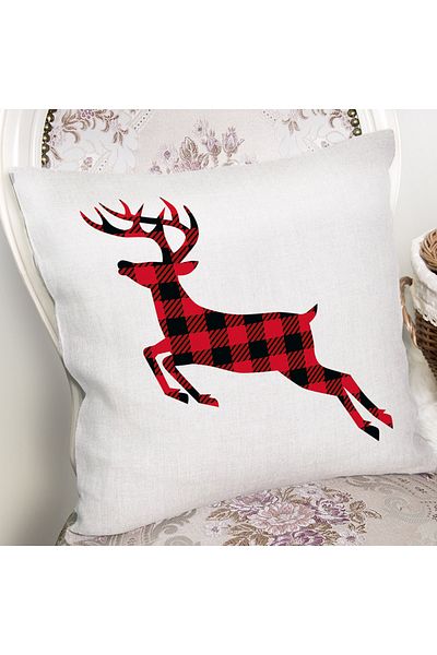 Realhomes Plaid Deer Design imprimat digital Husă de pernă modernă