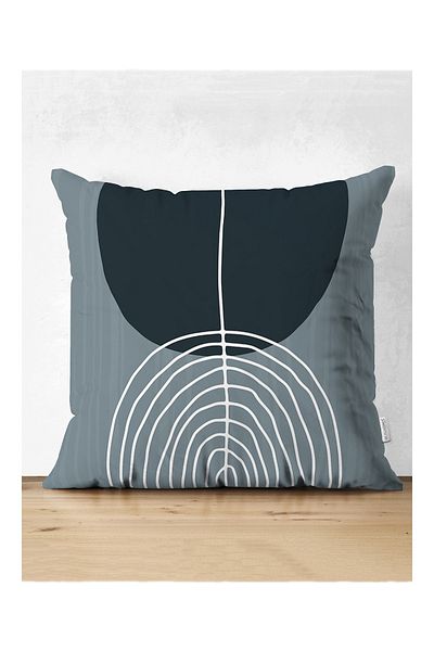 Realhomes Husă de pernă decorativă din piele întoarsă imprimata digitala cu desen Onedraw in stil abstract