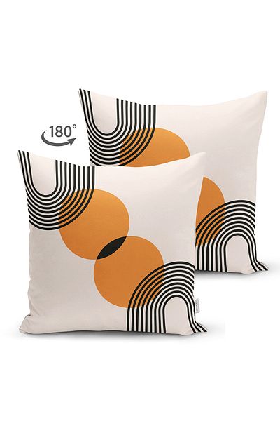 Realhomes Sun Design Digital Printed Modern Suede Pillow - Throw Pillow Case