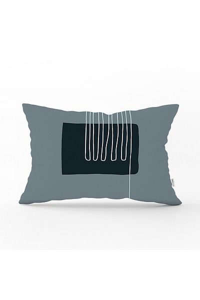 Realhomes Husă de pernă decorativă dreptunghiulară imprimată digitală cu desen Onedraw în stil abstract