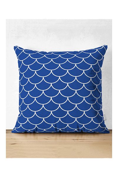 Realhomes Husă de pernă decorativă din piele întoarsă cu design cu paiete bleumarin