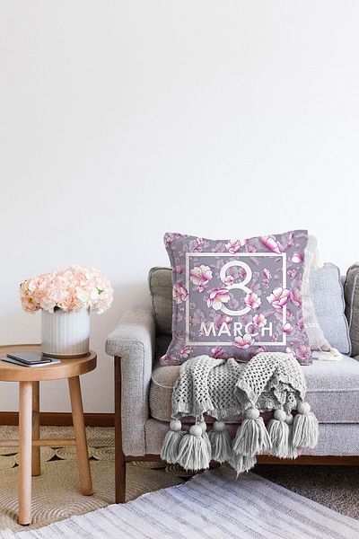 Realhomes Ειδική σχεδίαση 8 March Rose Design Ψηφιακή τυπωμένη μοντέρνα Raschel πλεκτή μαξιλαροθήκη ριχτάρι