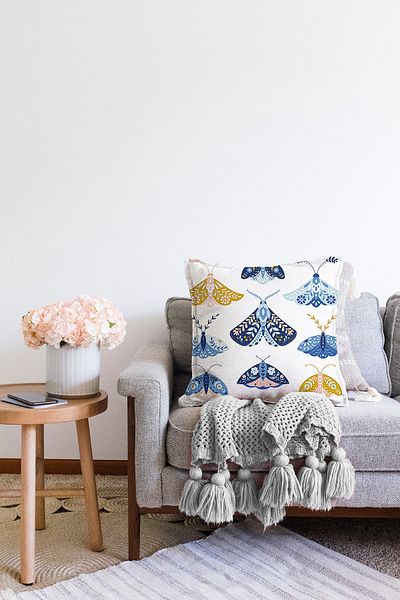 Realhomes Πολύχρωμες πεταλούδες Ειδικού σχεδιασμού Ψηφιακή τυπωμένη διακοσμητική ριχτάρι μαξιλαροθήκη Raschel