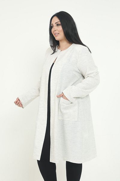 DISENTIS MODEST Ecru Gray Melted Round Collar Jacket - Pocketed and Unlined