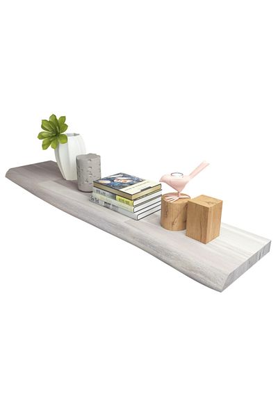 INTERBUILD REAL WOOD Interbuild Floating Wall Shelf,Solid Acacia,Fsc,120X25X3,8 Cm,Fj,Natural Edged,Organic White
