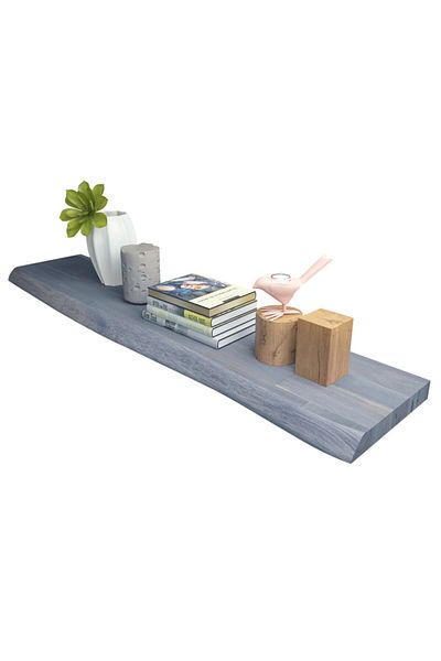INTERBUILD REAL WOOD Interbuild Floating Wall Shelf,Solid Acacia,Fsc,120X25X3,8 Cm,Fj,Natural Edged,Dusk Gray